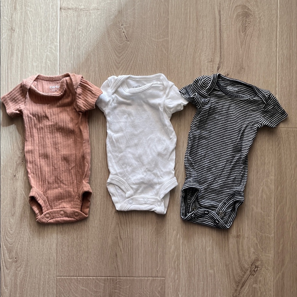 Carter's Baby Bodysuit Set - Pink, White, Black stripes
